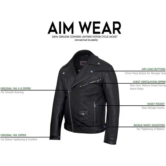 Men Black Casual Leather Jacket Geniune Cow Hide Motorcycle Style Perfecto Biker - Picture 7 of 8